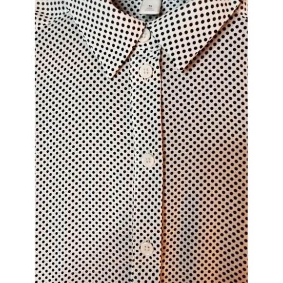 Popsugar Small Black & White Polka Dot Button-Down Blouse - Picture 4 of 6